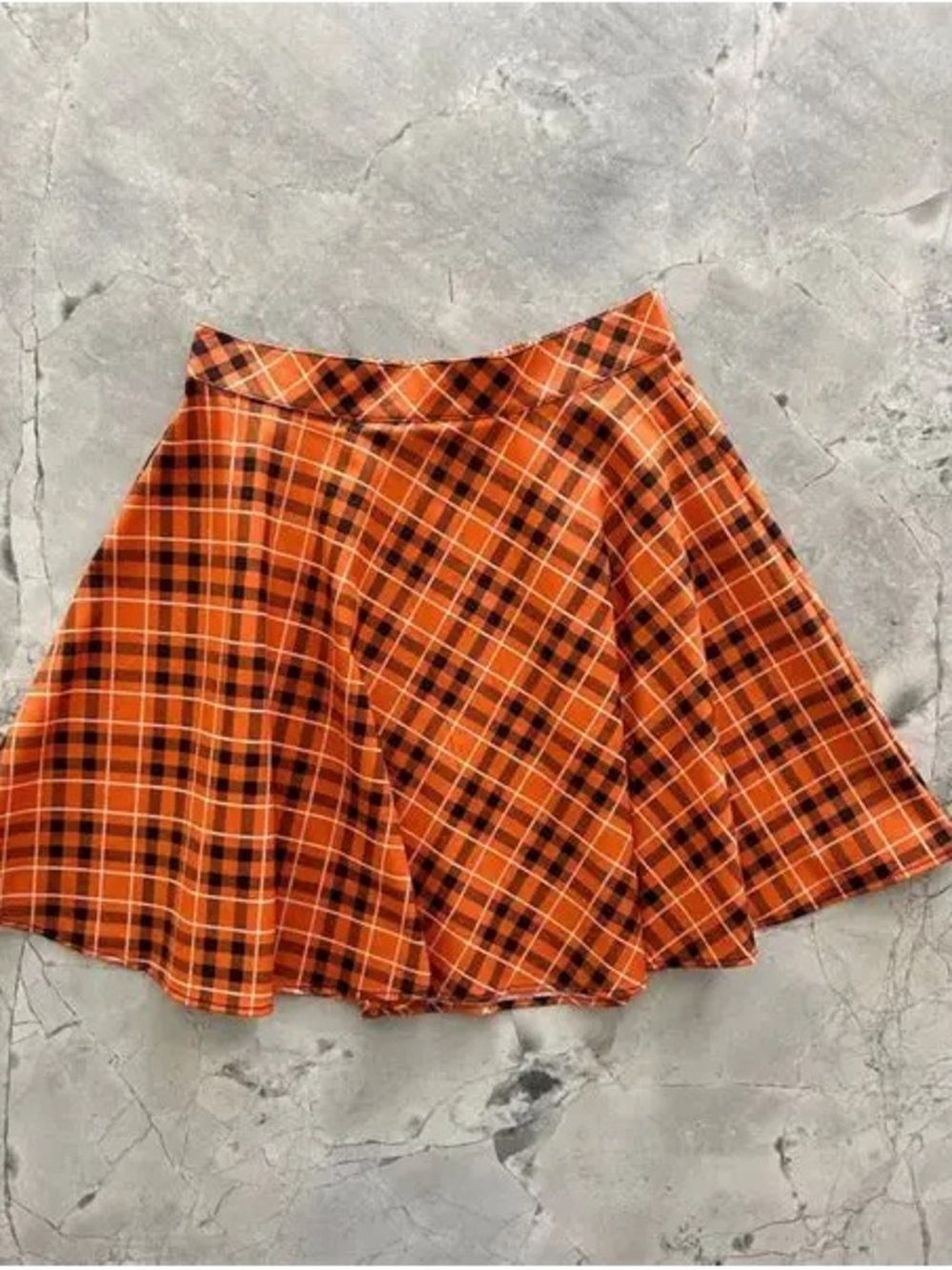 NWT 🍊 Retrolicious Orange Plaid Skater Skirt